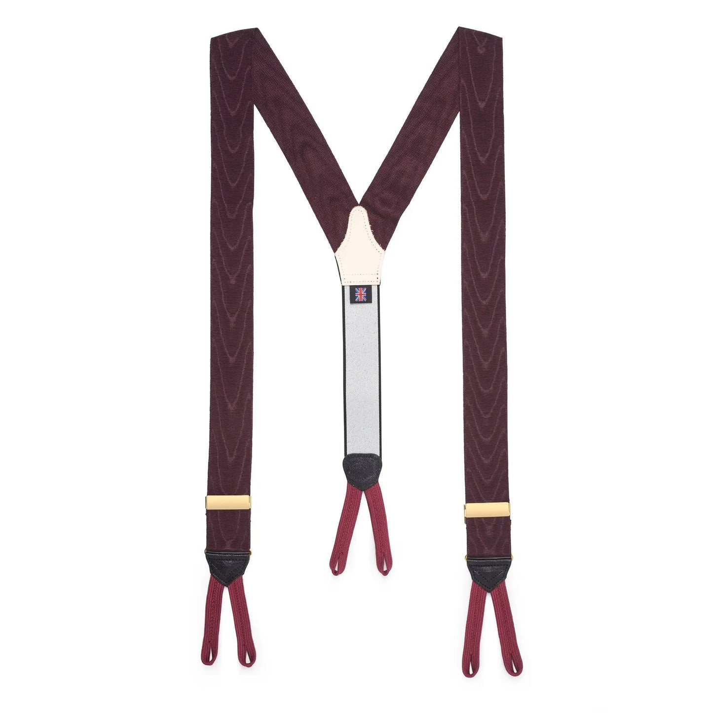 Silk Moire Braces In Wine by Benson & Clegg