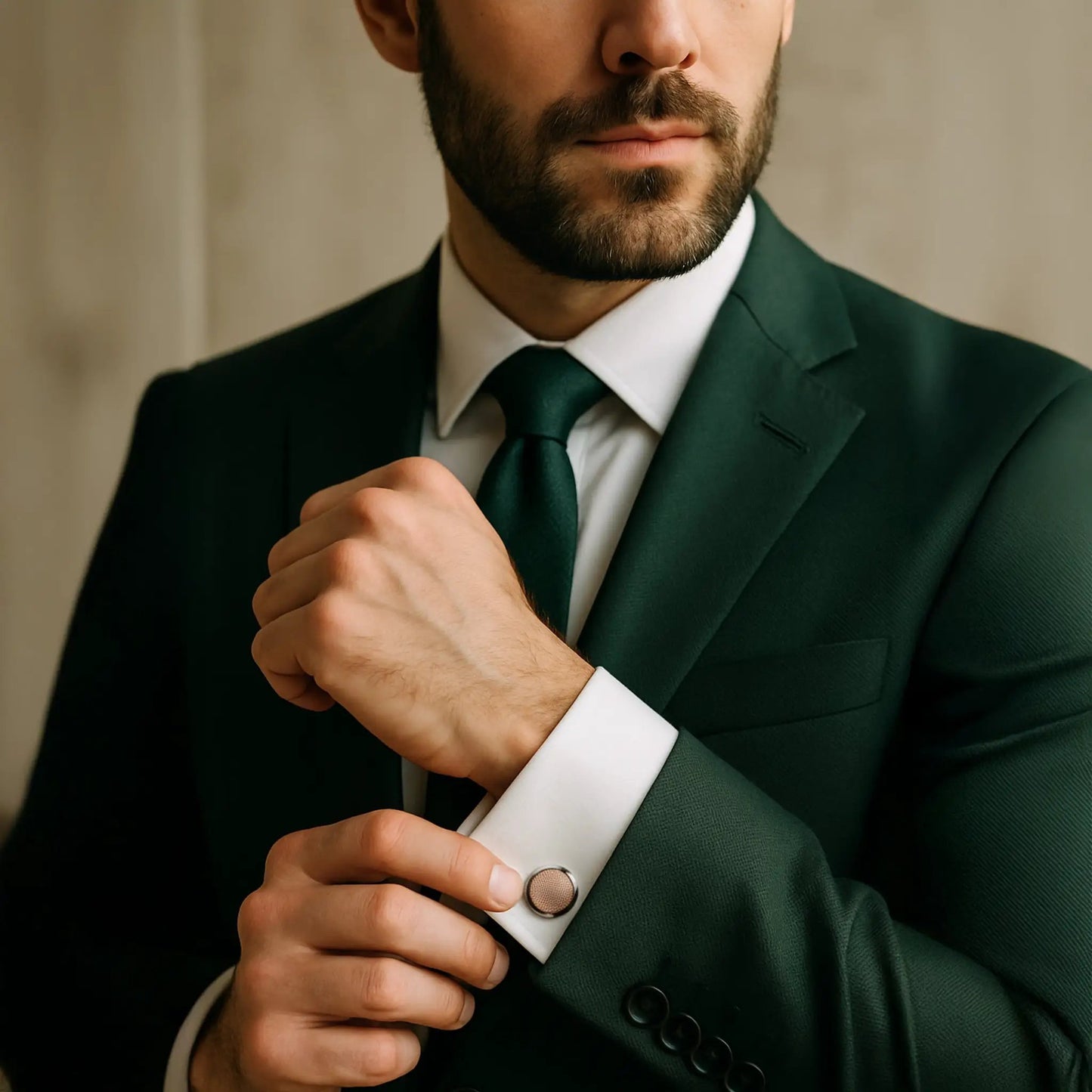 Clous Cufflinks In Rose Gold by Benson & Clegg