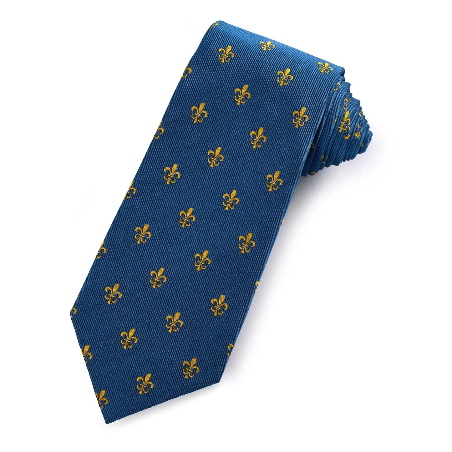 Fleur de Lys Silk Tie in Sapphire Blue by Benson & Clegg