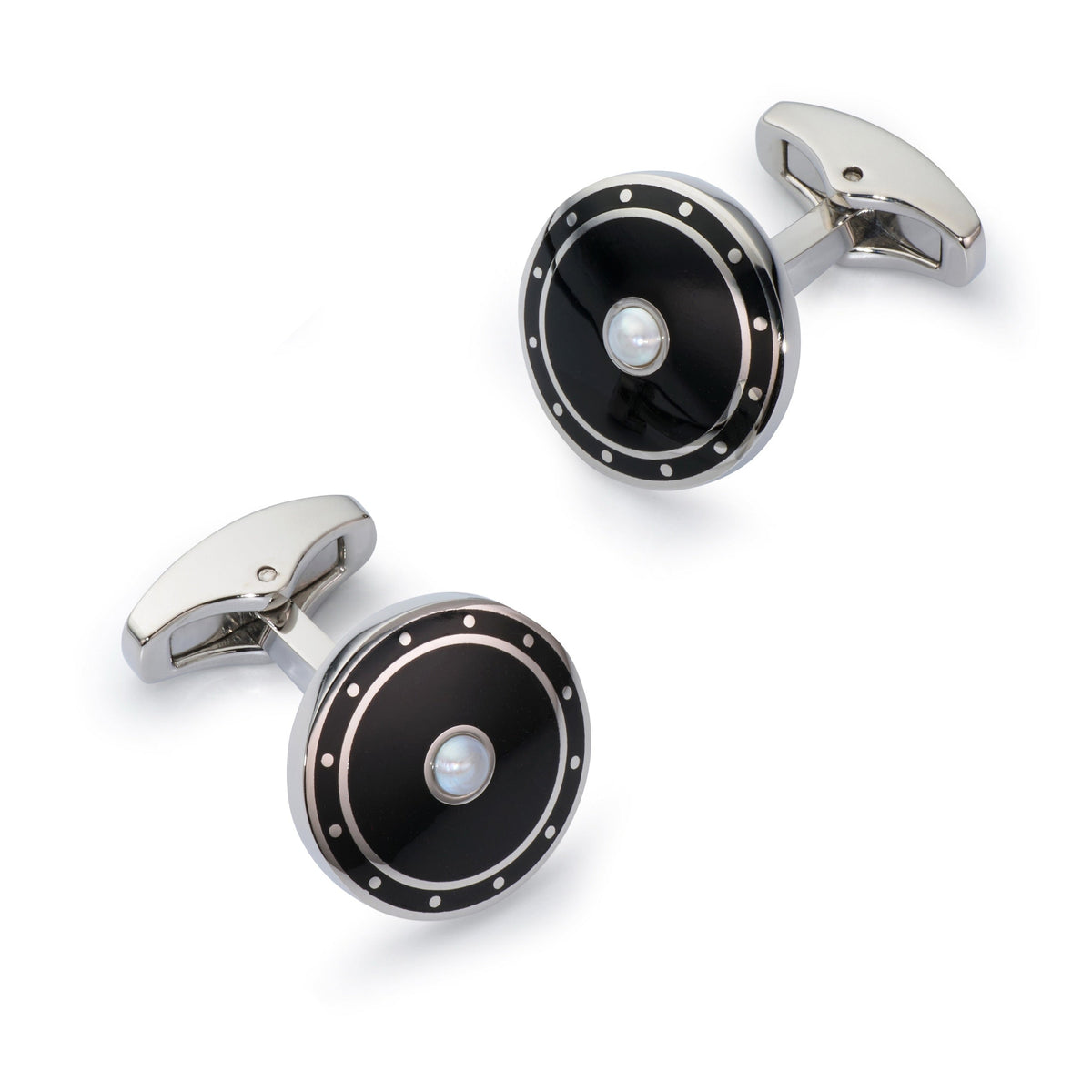 Halo Cufflinks In Onyx Black by Benson & Clegg