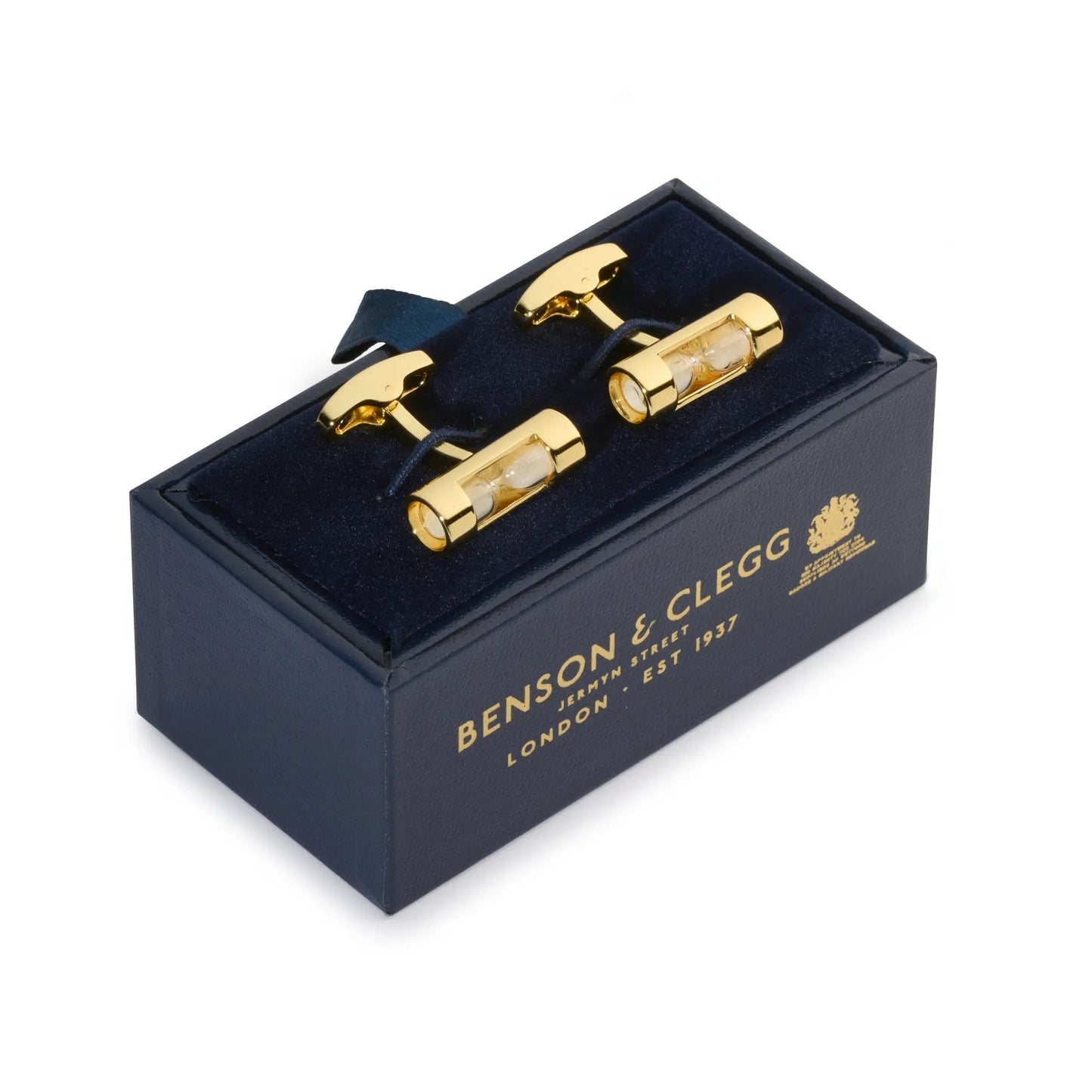 Hourglass Cufflinks In Gold by Benson & Clegg