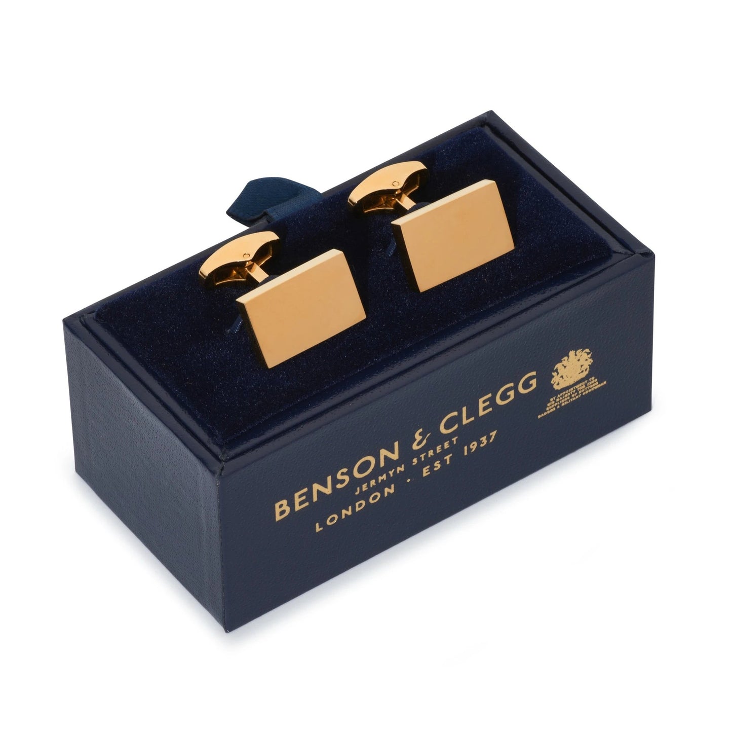 Rectangular Cufflinks In Gold by Benson & Clegg