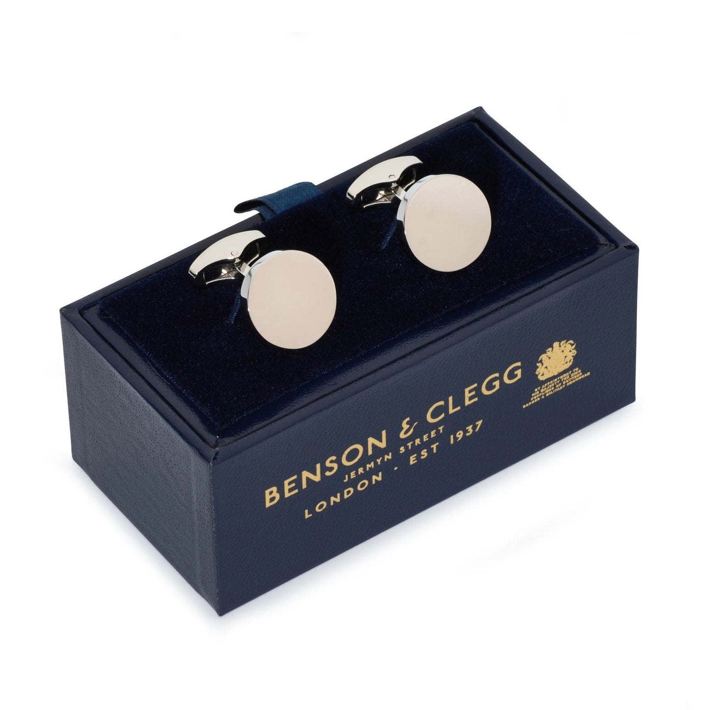 Round Cufflinks In Silver by Benson & Clegg