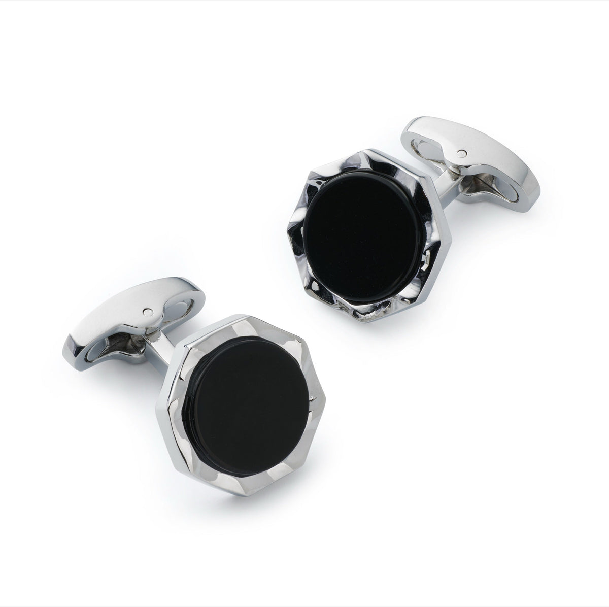 Signet Cufflinks In Onyx by Benson & Clegg