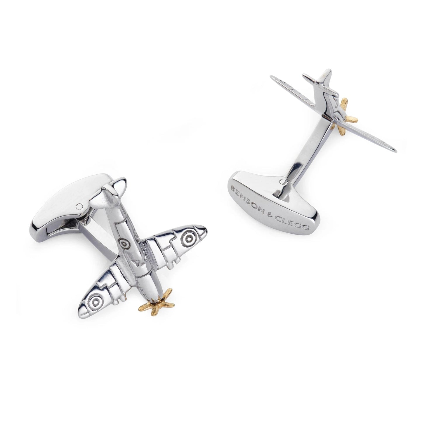 Spitfire Cufflinks With Rotating Propeller by Benson & Clegg