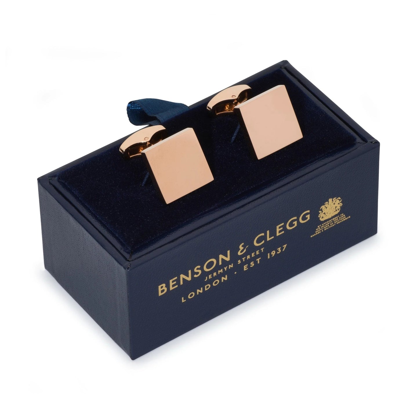 Square Cufflinks In Rose Gold by Benson & Clegg
