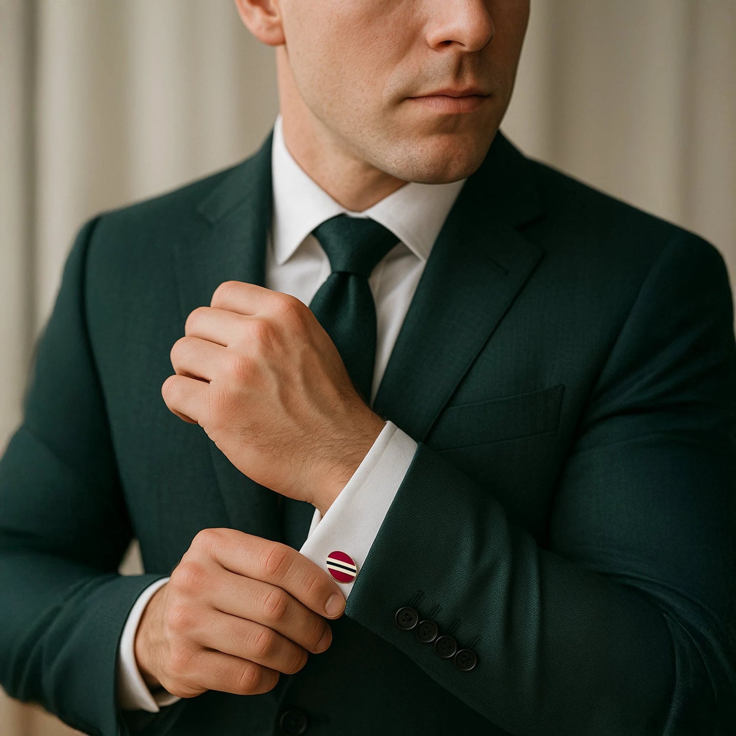 Stripe Cufflinks In Red And Navy Enamel by Benson & Clegg