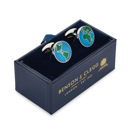 World Map Cufflinks by Benson & Clegg