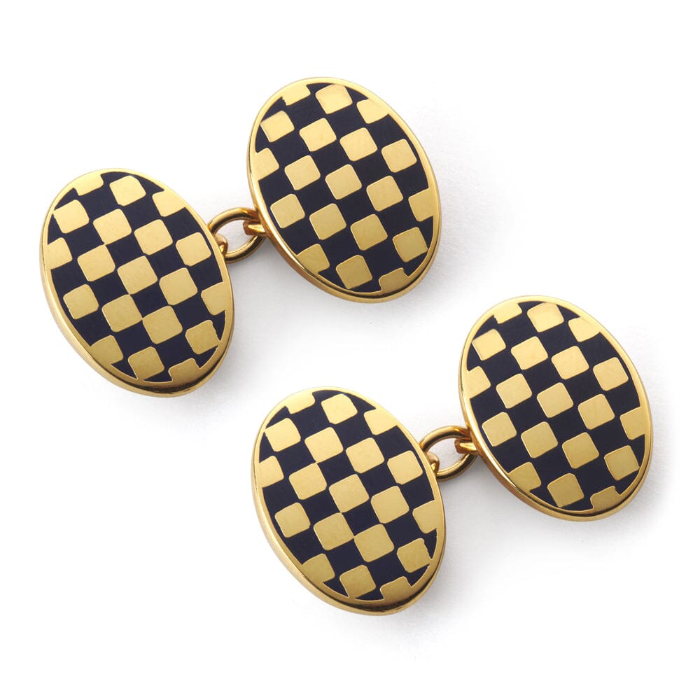 Checkerboard Chain Cufflinks In Navy