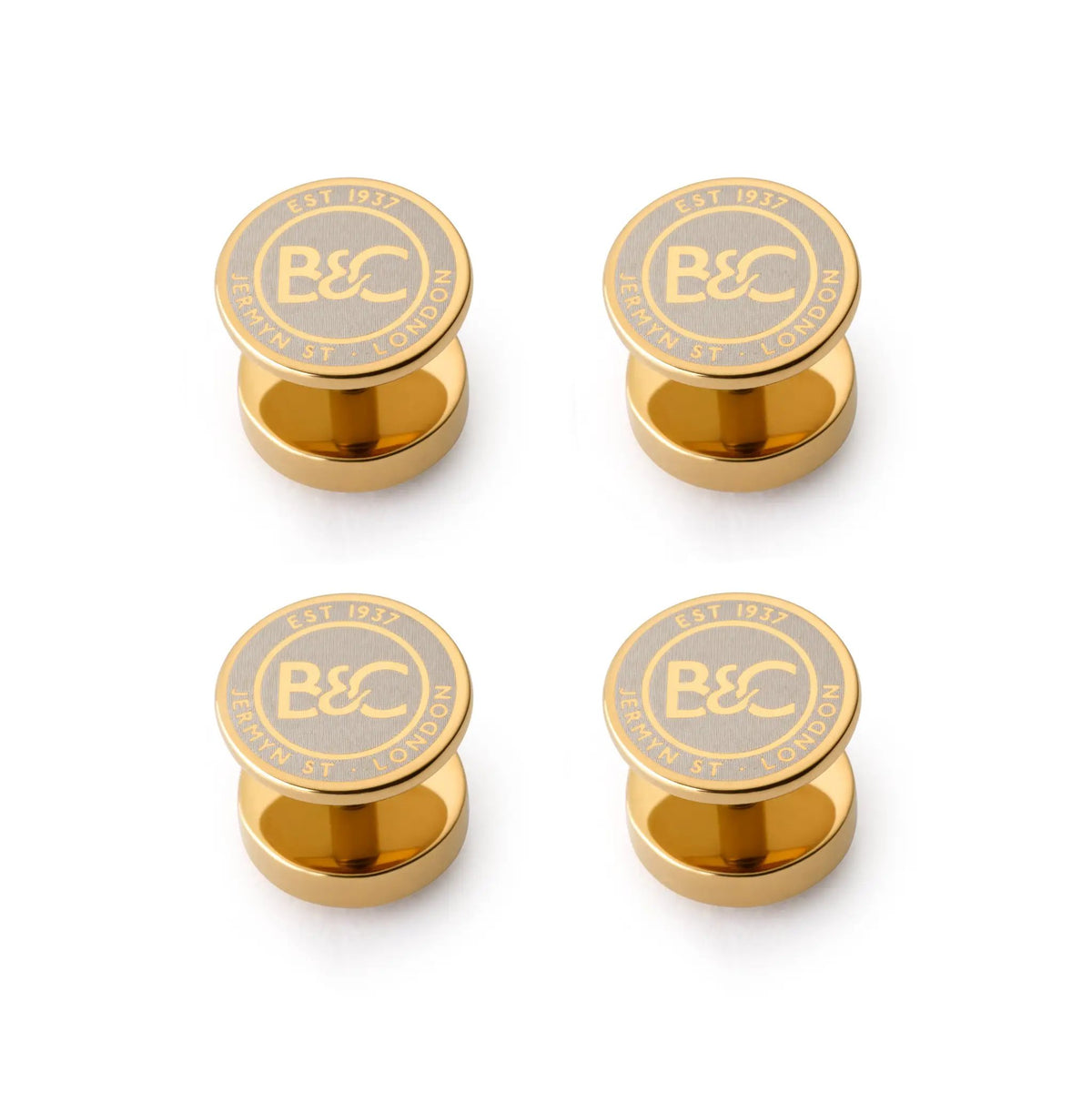 Onyx Dress Studs In Gold by Benson & Clegg
