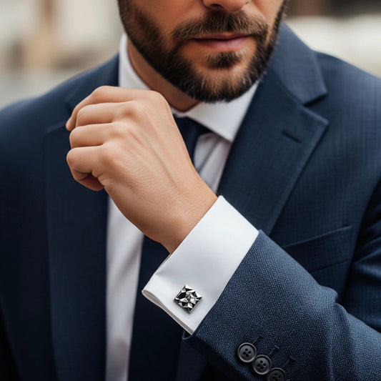 Modernist Cufflinks In Silver by Benson & Clegg