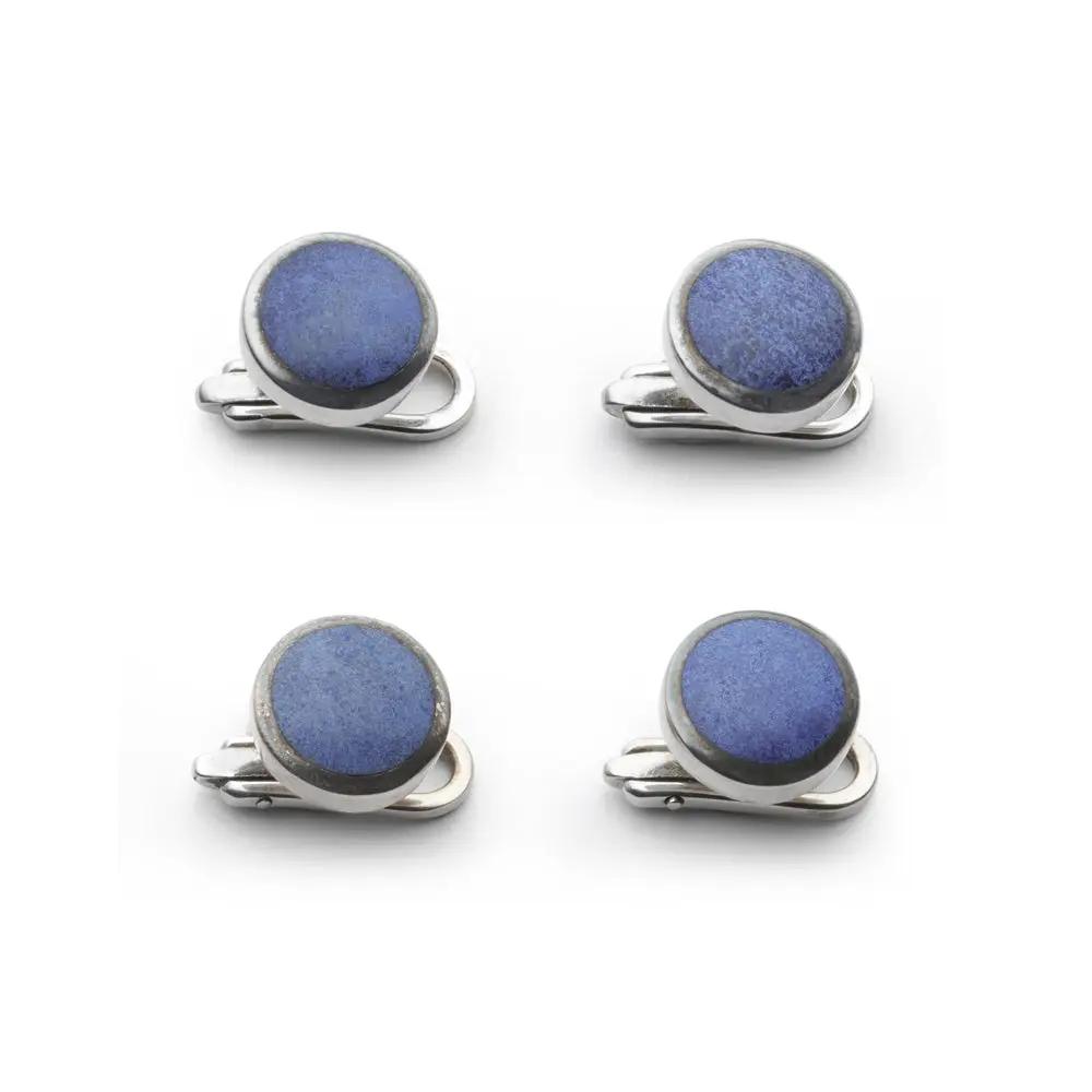 Sterling Silver And Lapis Lazuli Dress Studs by Benson & Clegg