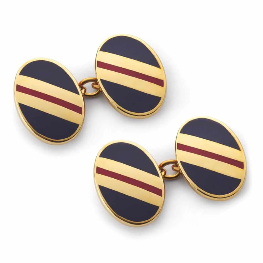 Stripe Chain Cufflinks In Navy And Red by Benson & Clegg