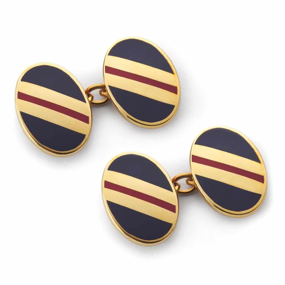 Stripe Chain Cufflinks In Navy And Red