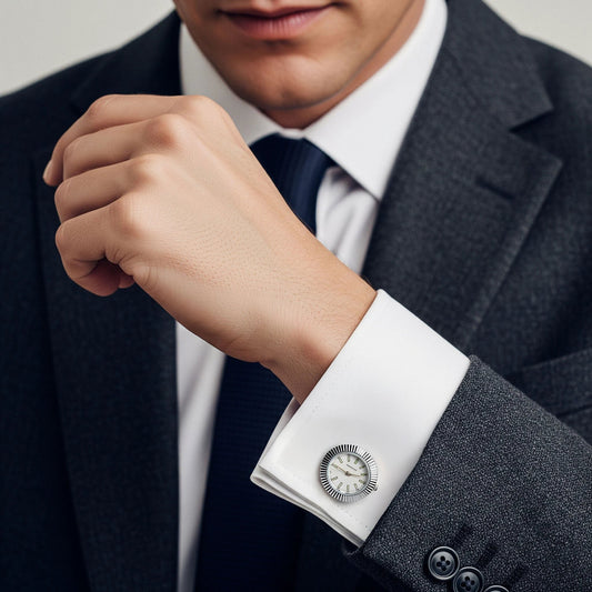 Working Watch Cufflinks In Silver and White by Benson & Clegg