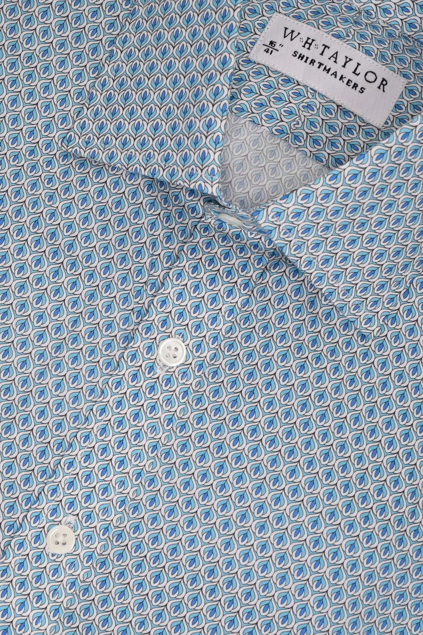 Elegant Blue Floral Pattern Men's Bespoke Shirt - Custom-Tailored for Perfect Fit and Sophisticated Style by whtshirtmakers.com