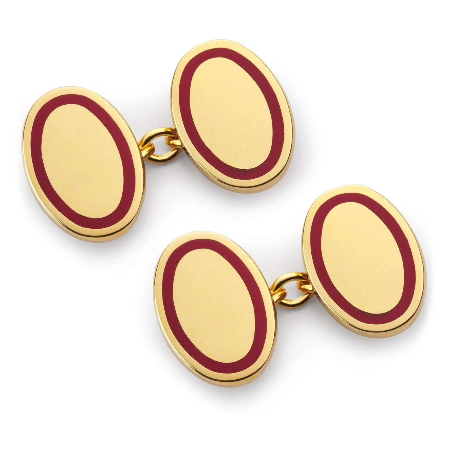Gold Chain Cufflinks With Red Enamel by Benson & Clegg