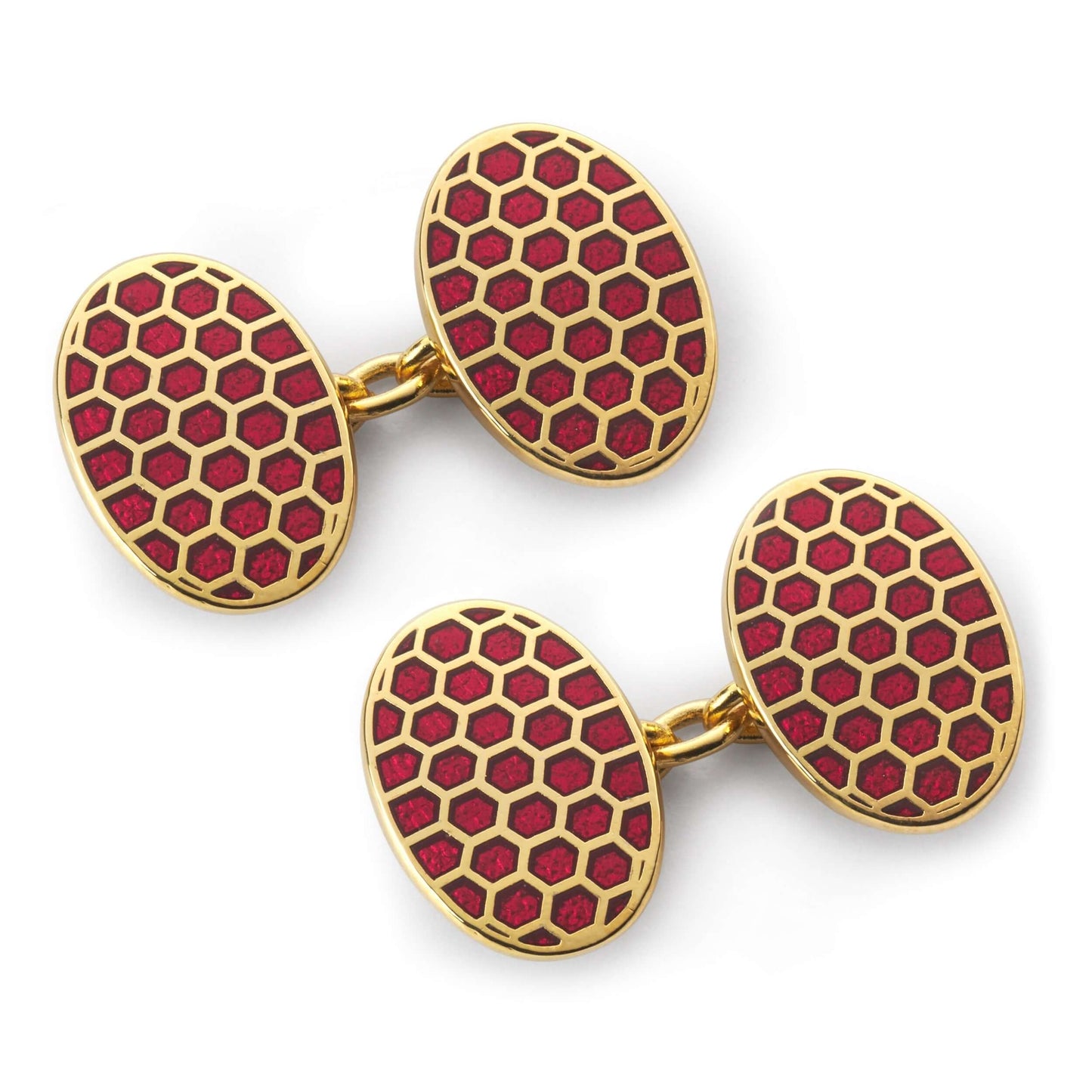 Honeycomb Chain Cufflinks In Red & Gold by Benson & Clegg