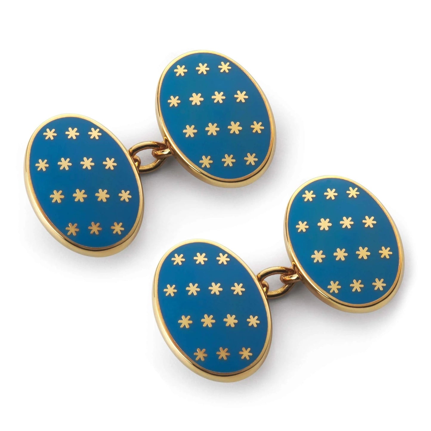 Star Chain Cufflinks In Blue & Gold by Benson & Clegg