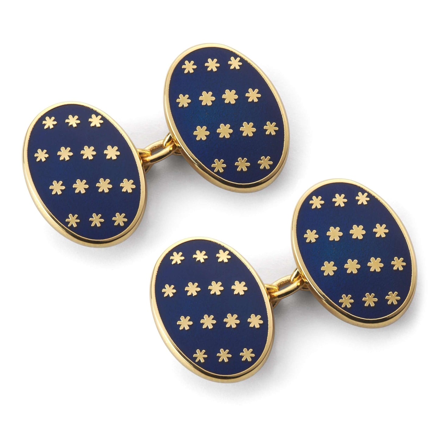 Star Chain Cufflinks In Navy & Gold by Benson & Clegg