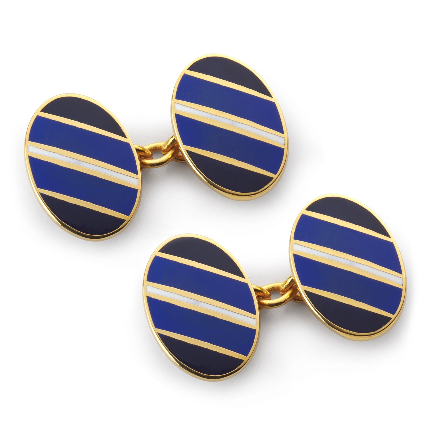 Stripe Chain Cufflinks In Blue And White by Benson & Clegg
