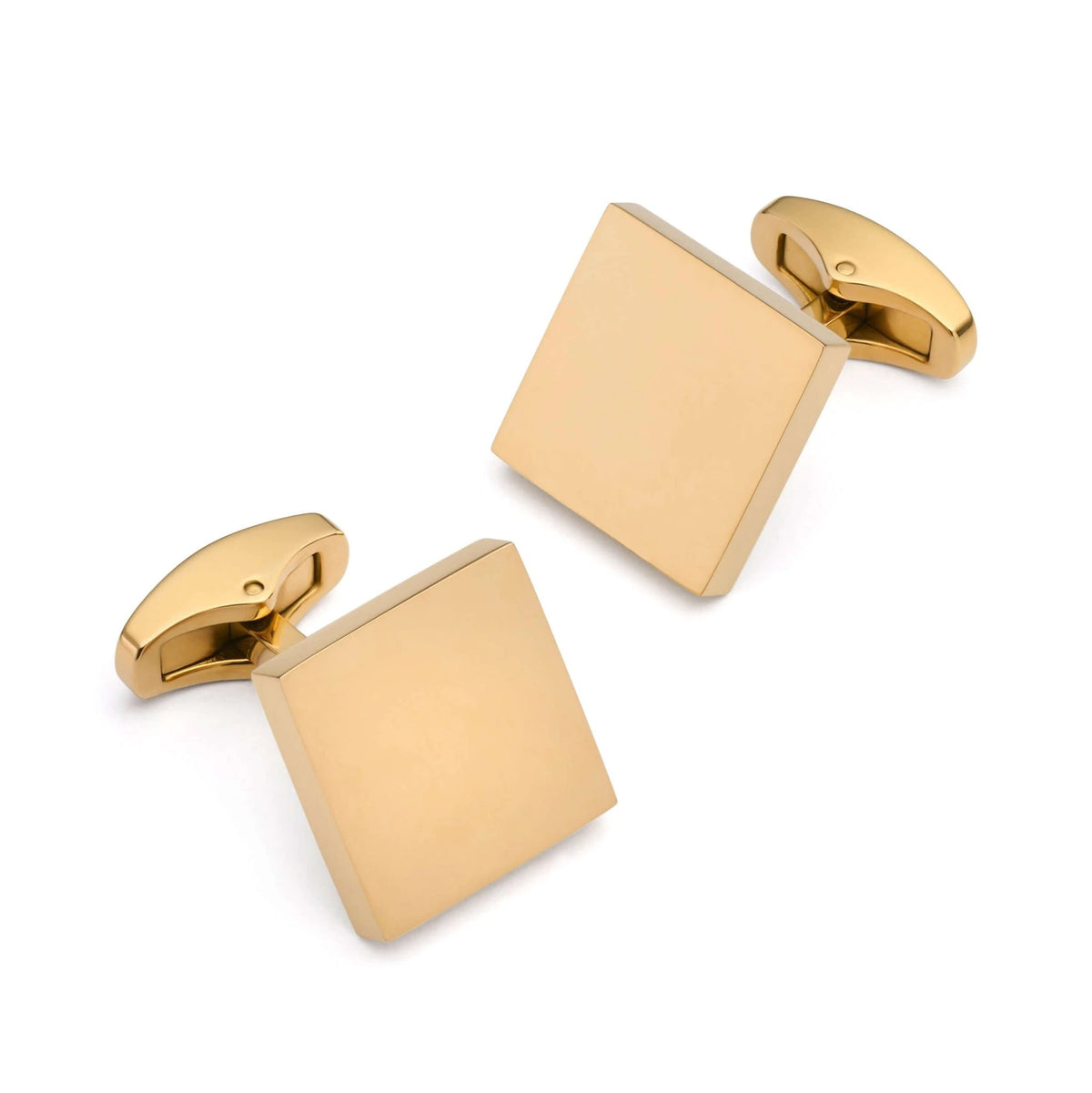 Gold Square Cufflinks - Polished Finish For Formal Wear With Refined Contemporary 16mm Size by Benson & Clegg