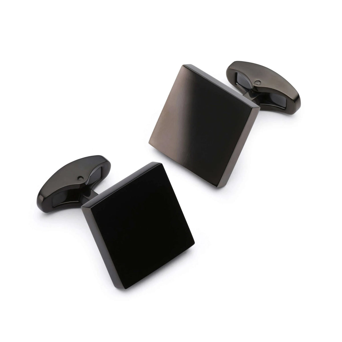 Square Gun Metal Cufflinks 16mm Polished Finish - Modern Formal Accessory for Men by Benson & Clegg