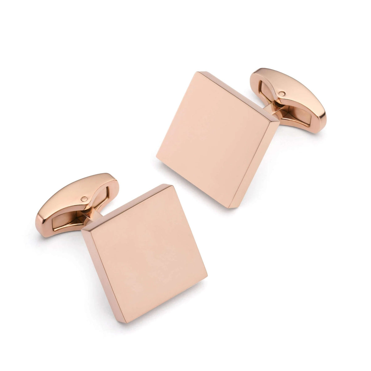 Rose Gold Square Cufflinks - Polished Finish 16mm Size For Modern Elegant Men's Formal Attire by Benson & Clegg