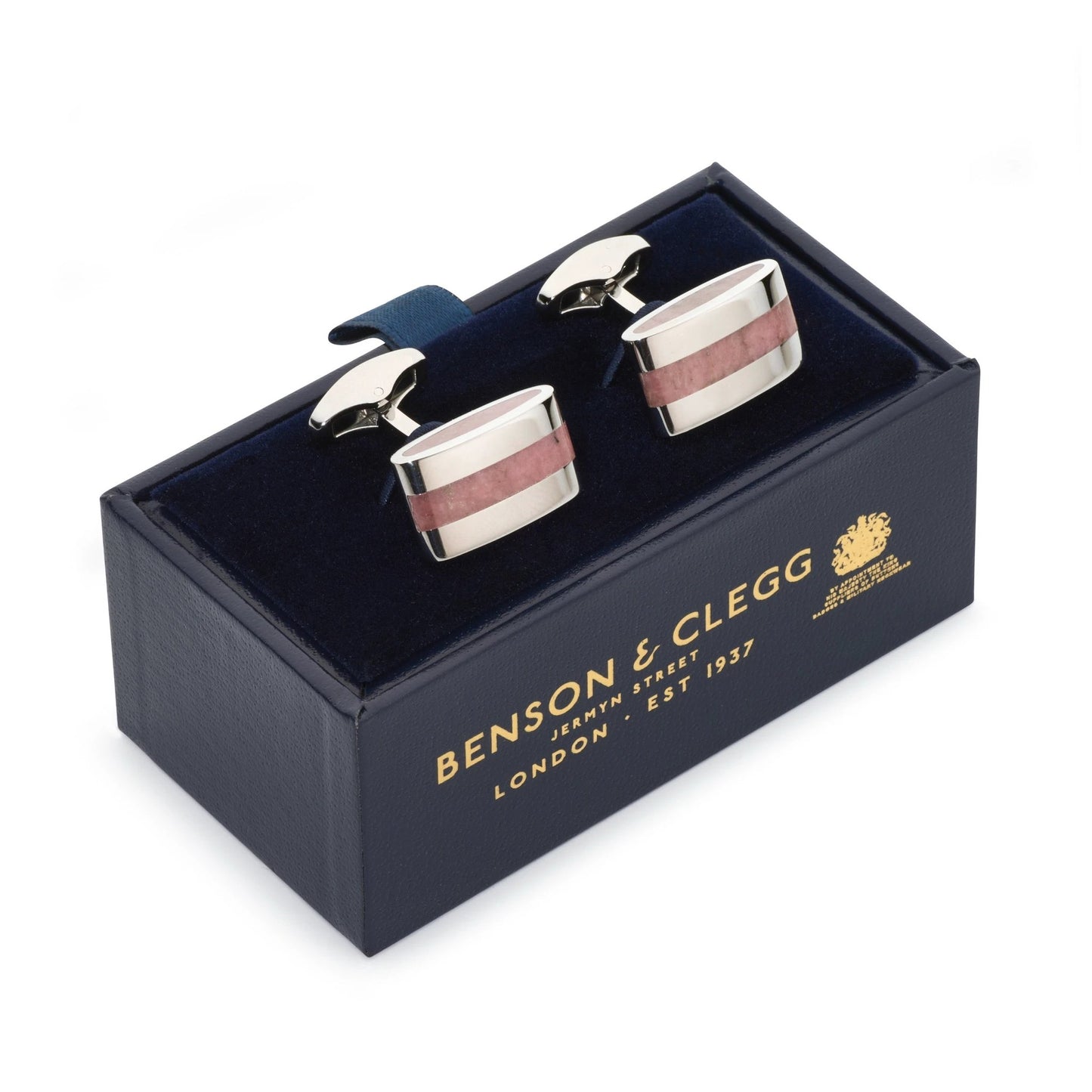 Contemporary Rhodochrosite Cufflinks by Benson & Clegg