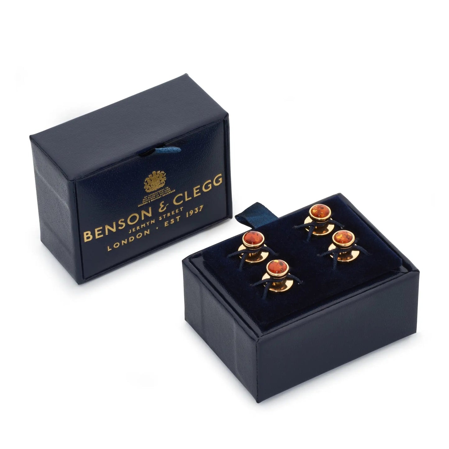 Baltic Amber Dress Studs In Gold Plated Sterling Silver by Benson & Clegg