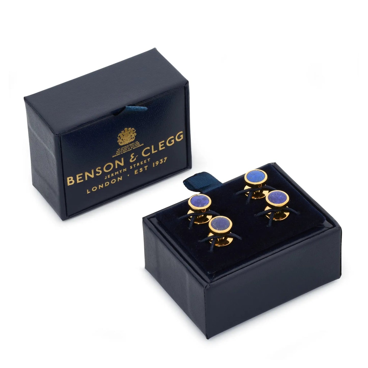 Lapis Lazuli Dress Studs In Gold by Benson & Clegg