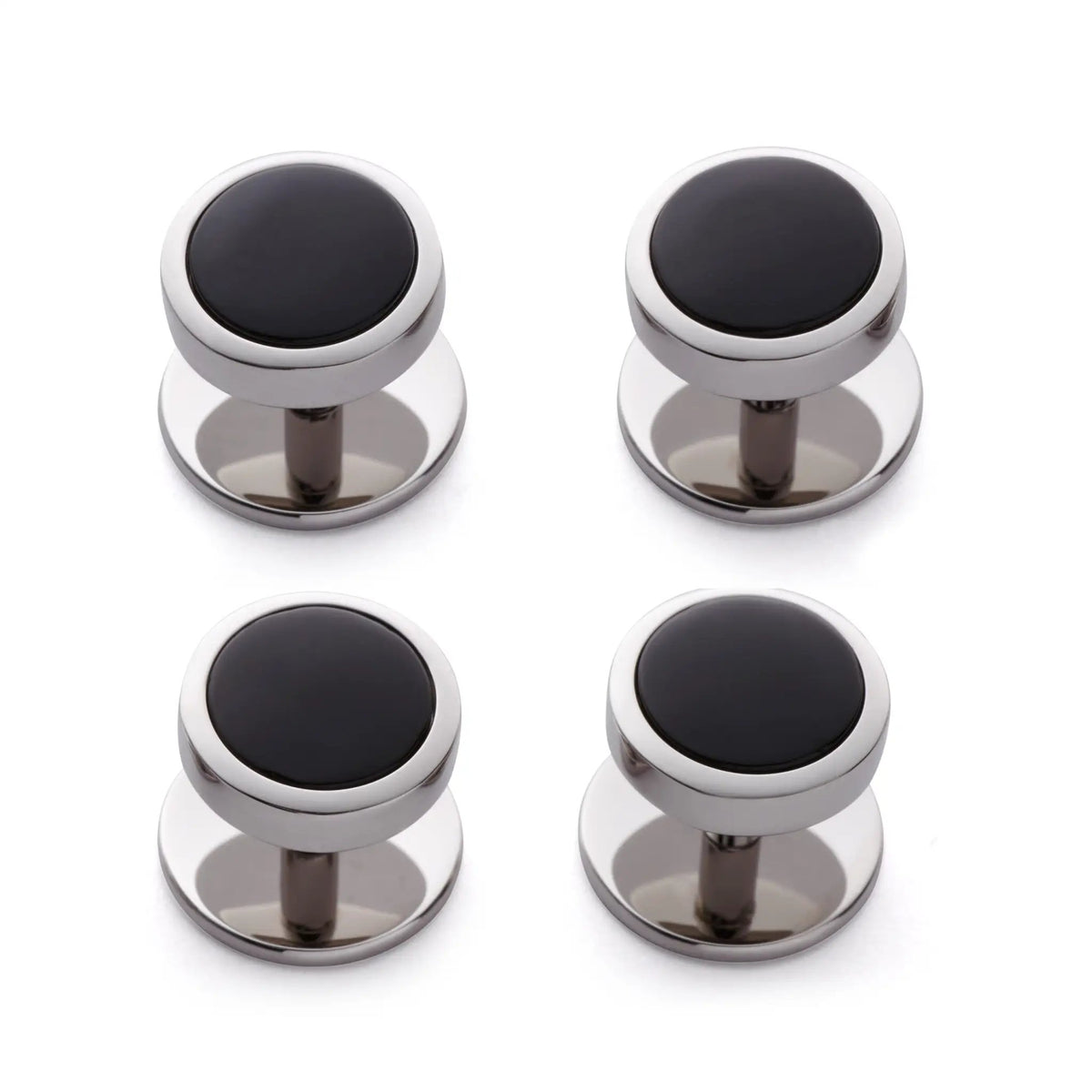 Onyx Dress Studs In Silver by Benson & Clegg