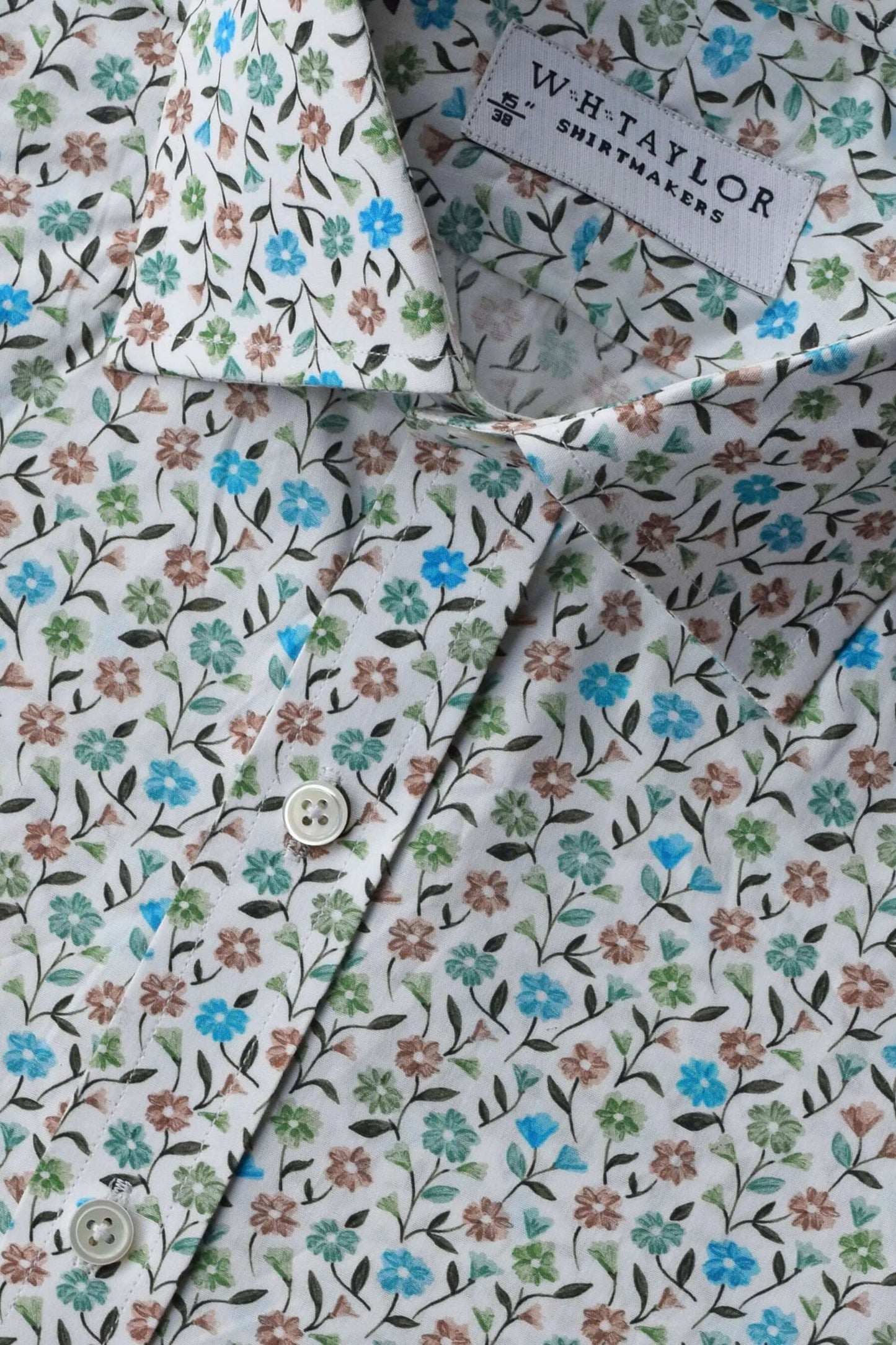Blue Floral Print Bespoke Mens Shirt by whtshirtmakers.com