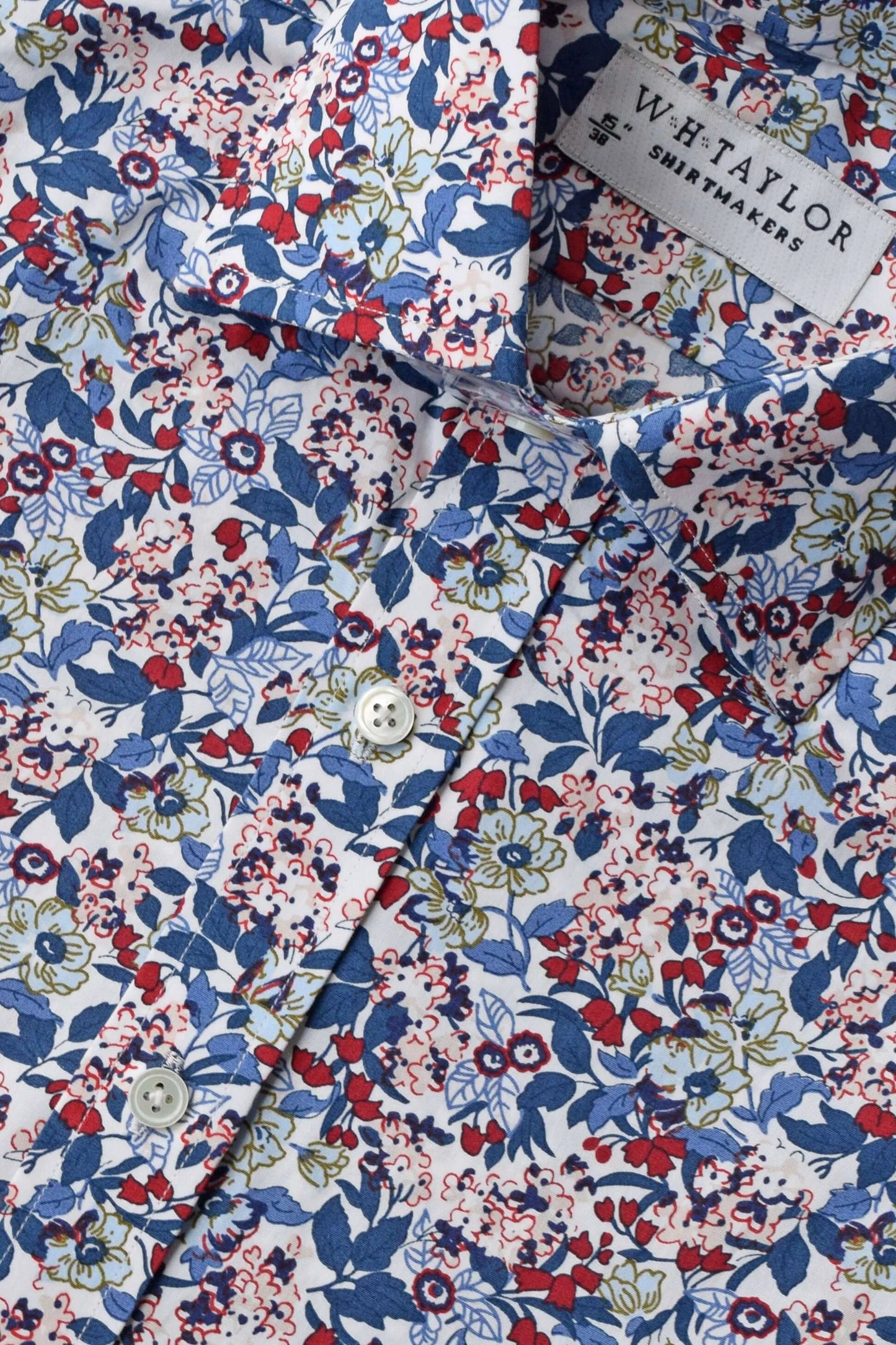 Red Flower Print Bespoke Mens Shirt by whtshirtmakers.com