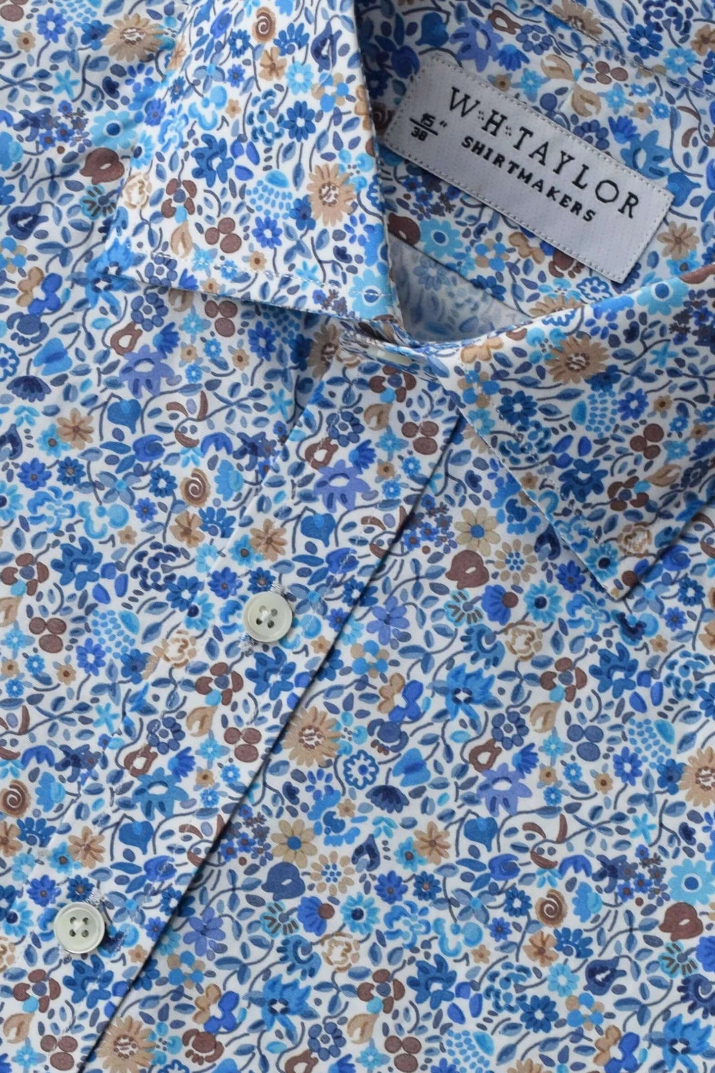 Blue Floral Print Bespoke Mens Shirt by whtshirtmakers.com
