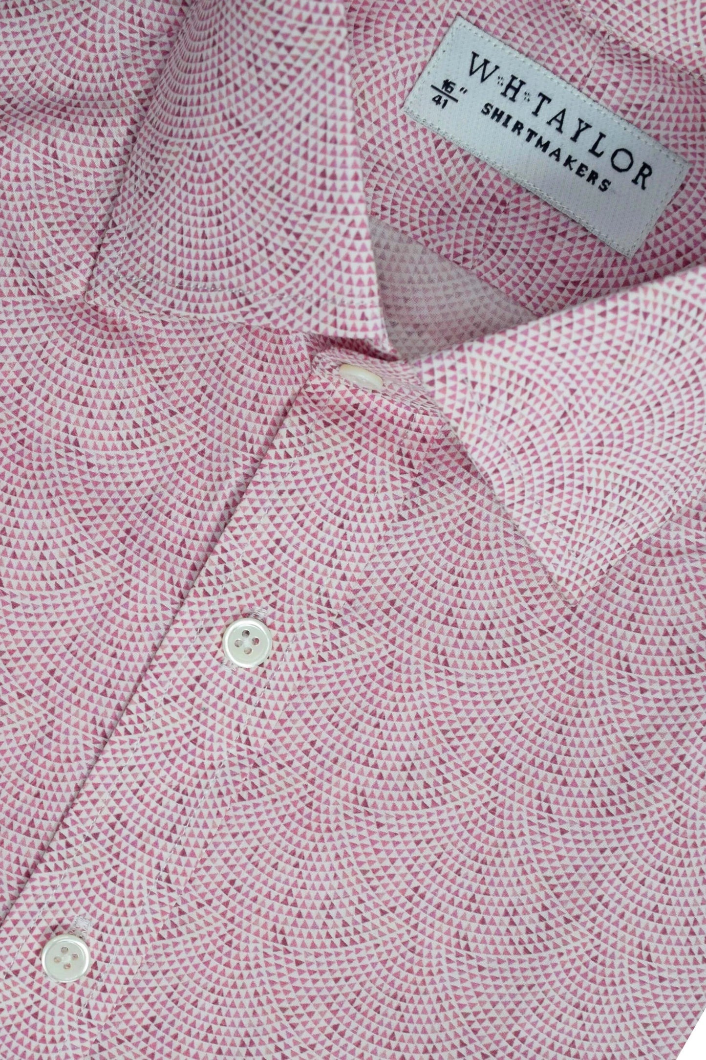 Art Deco Red Mosaic Pattern Mens Bespoke Shirt - Made to Measure for Timeless Elegance by whtshirtmakers.com