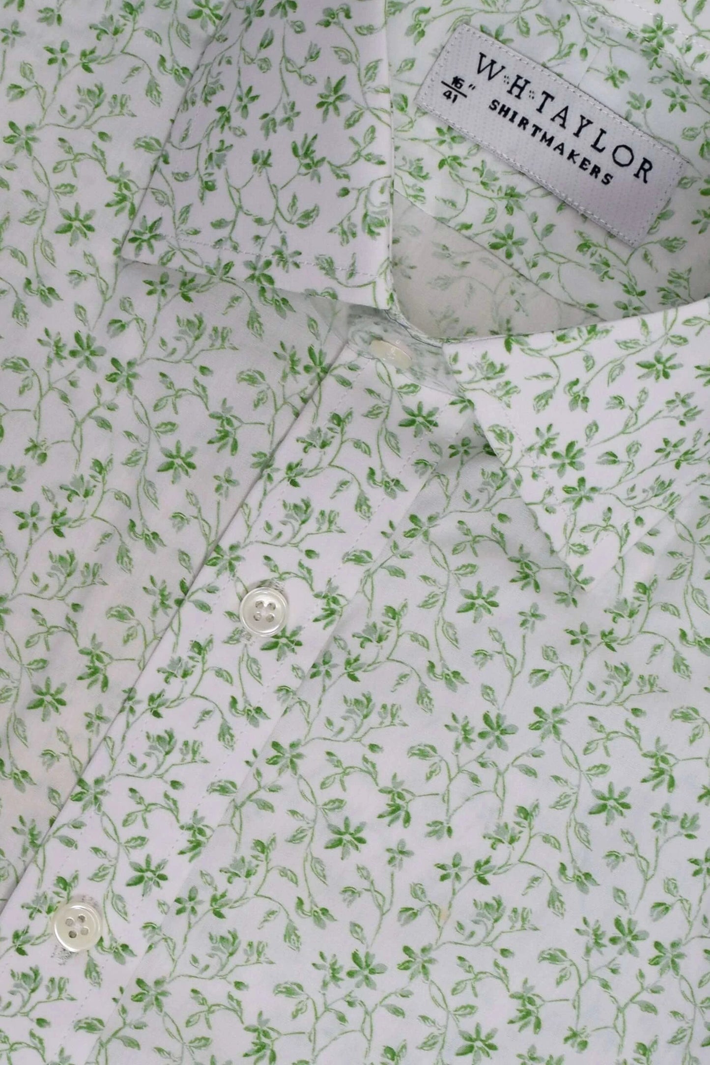 Small Green Floral Pattern Mens Bespoke Shirt - Tailored To Your Exact Measurements For A Flawless Fit by whtshirtmakers.com