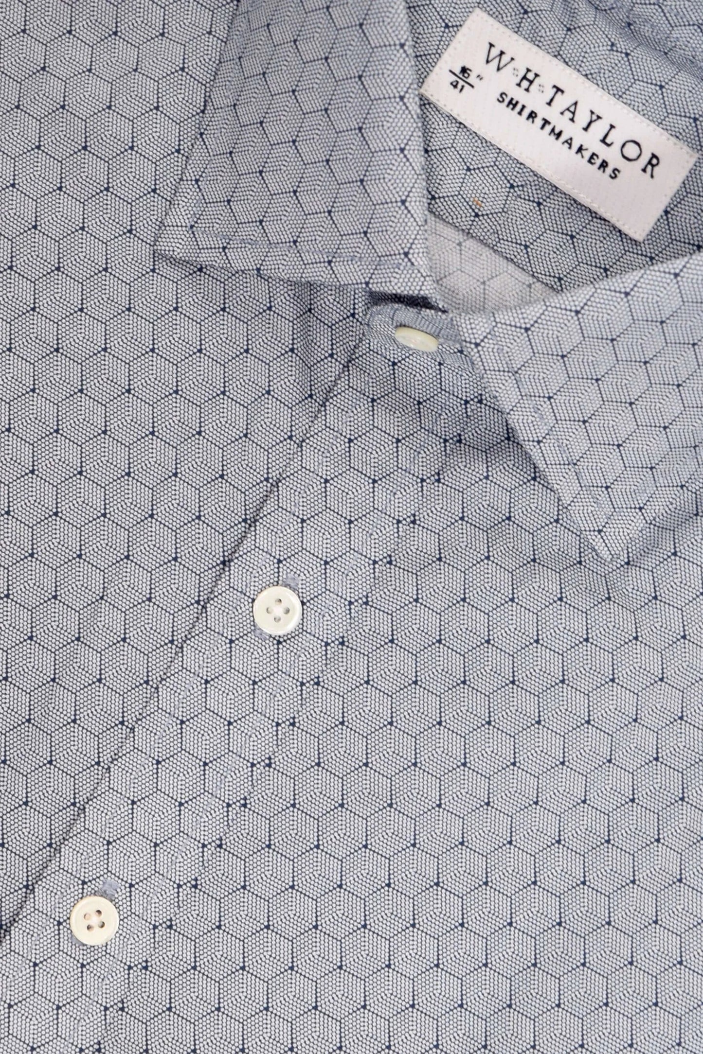 Navy Beehive Pattern Men's Bespoke Shirt - Tailored to Your Measurements for Subtle Beehive Style in Soothing Blue by whtshirtmakers.com