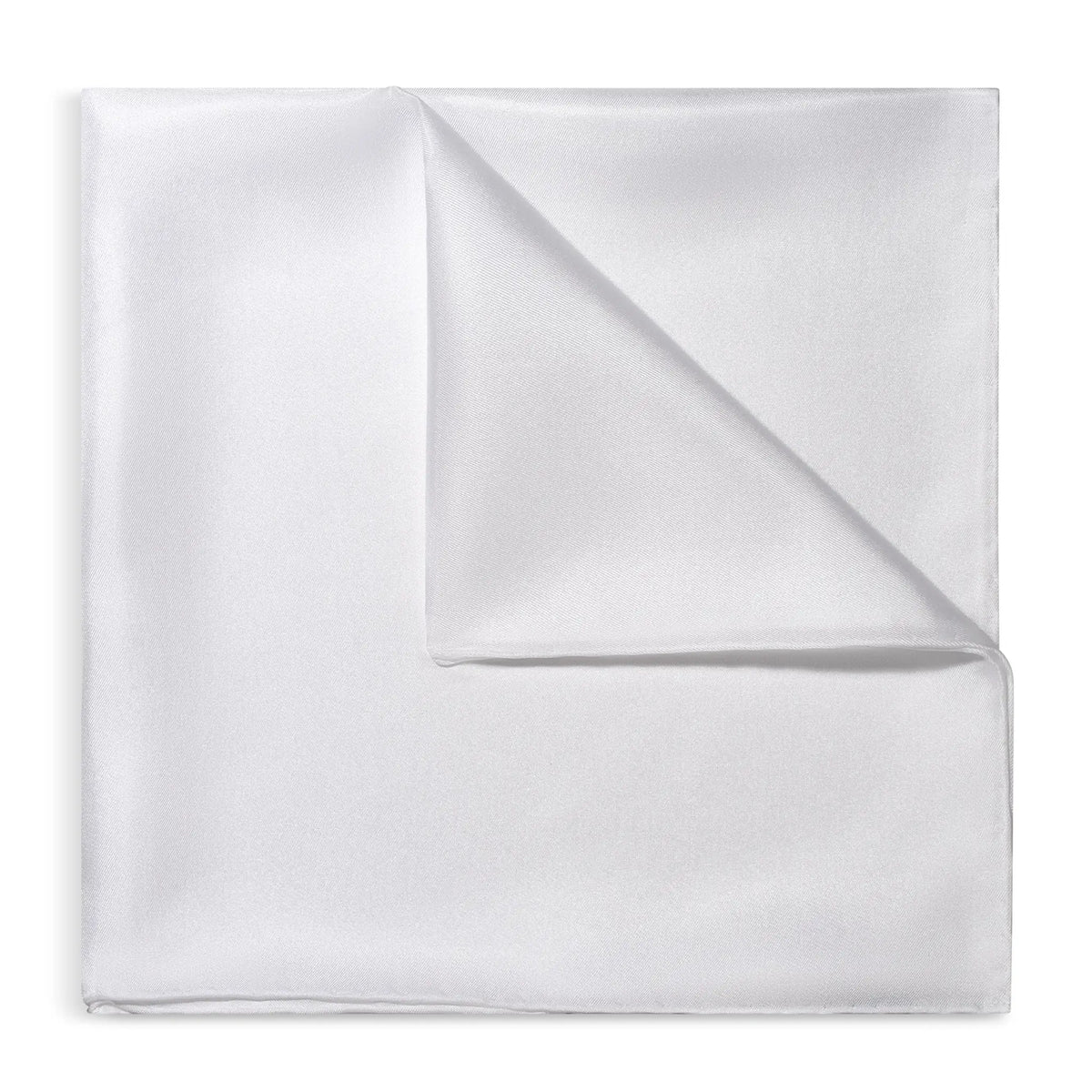 Plain White Silk Pocket Square by Benson & Clegg