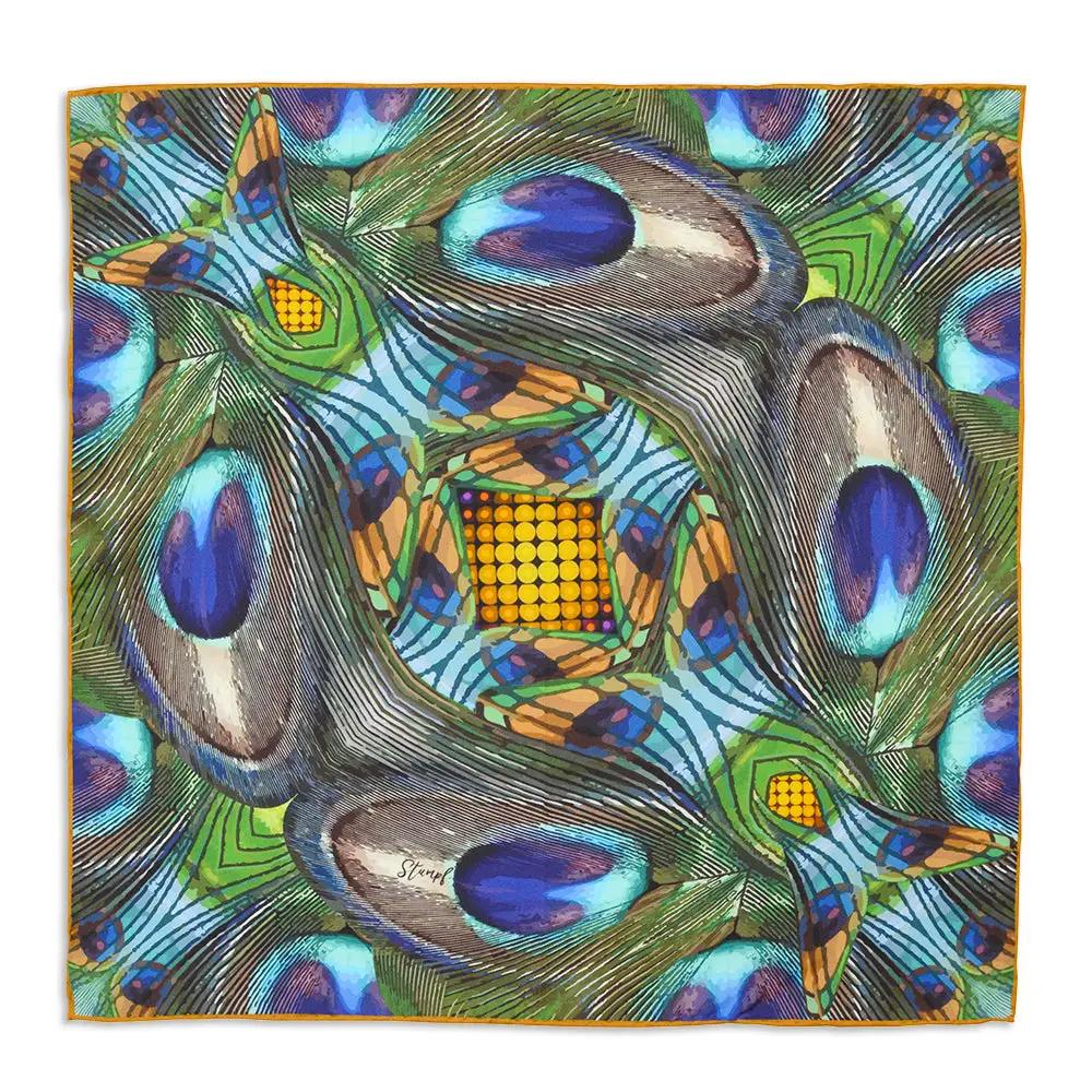 Peacocking Pocket Square by Benson & Clegg