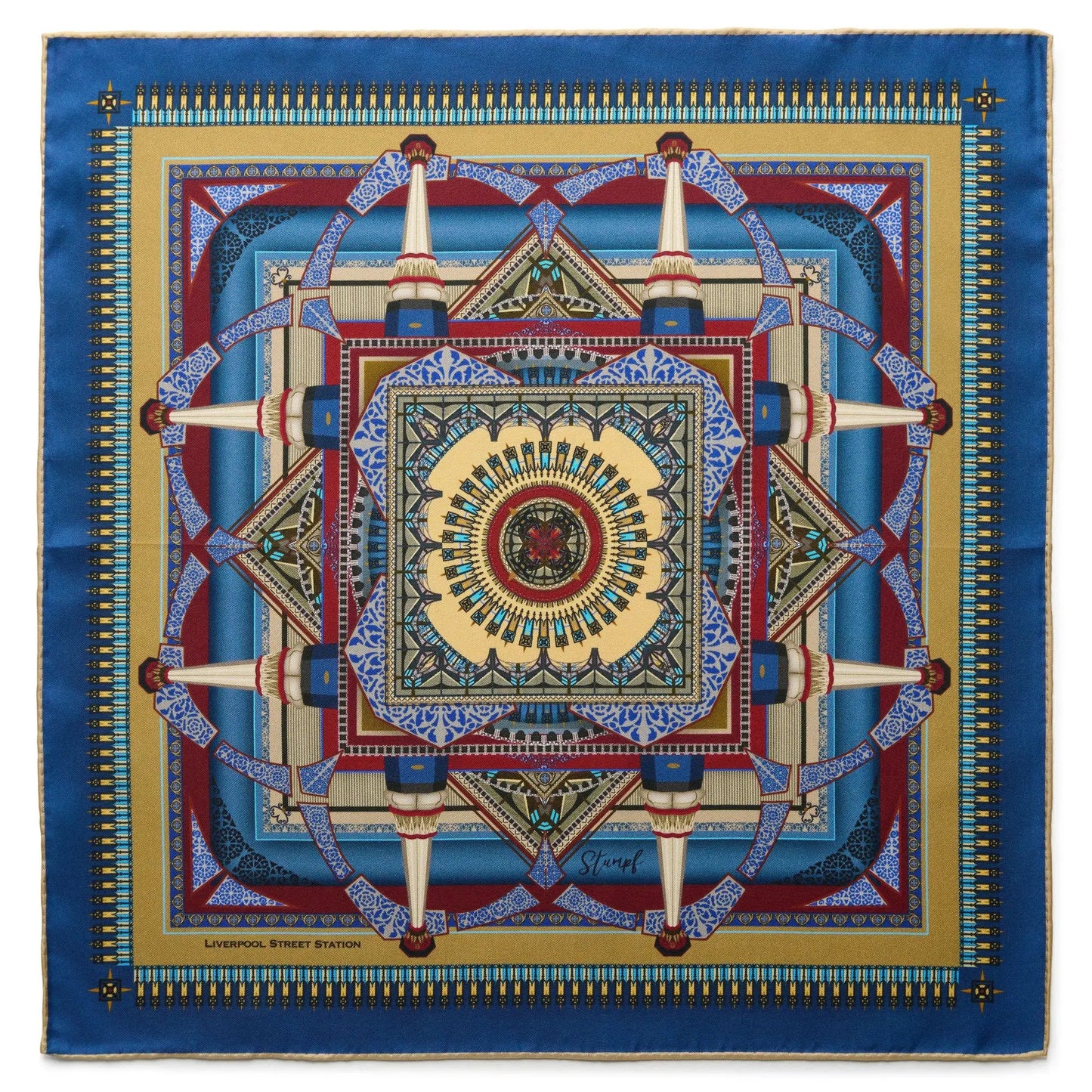 Liverpool Street Station in Gold Pocket Square by Benson & Clegg