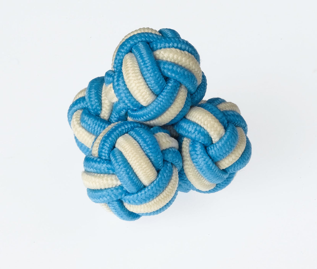 K42 Turquoise and Cream Knots Cufflinks Set in Rope Design by Ringhart Shirting Fabrics