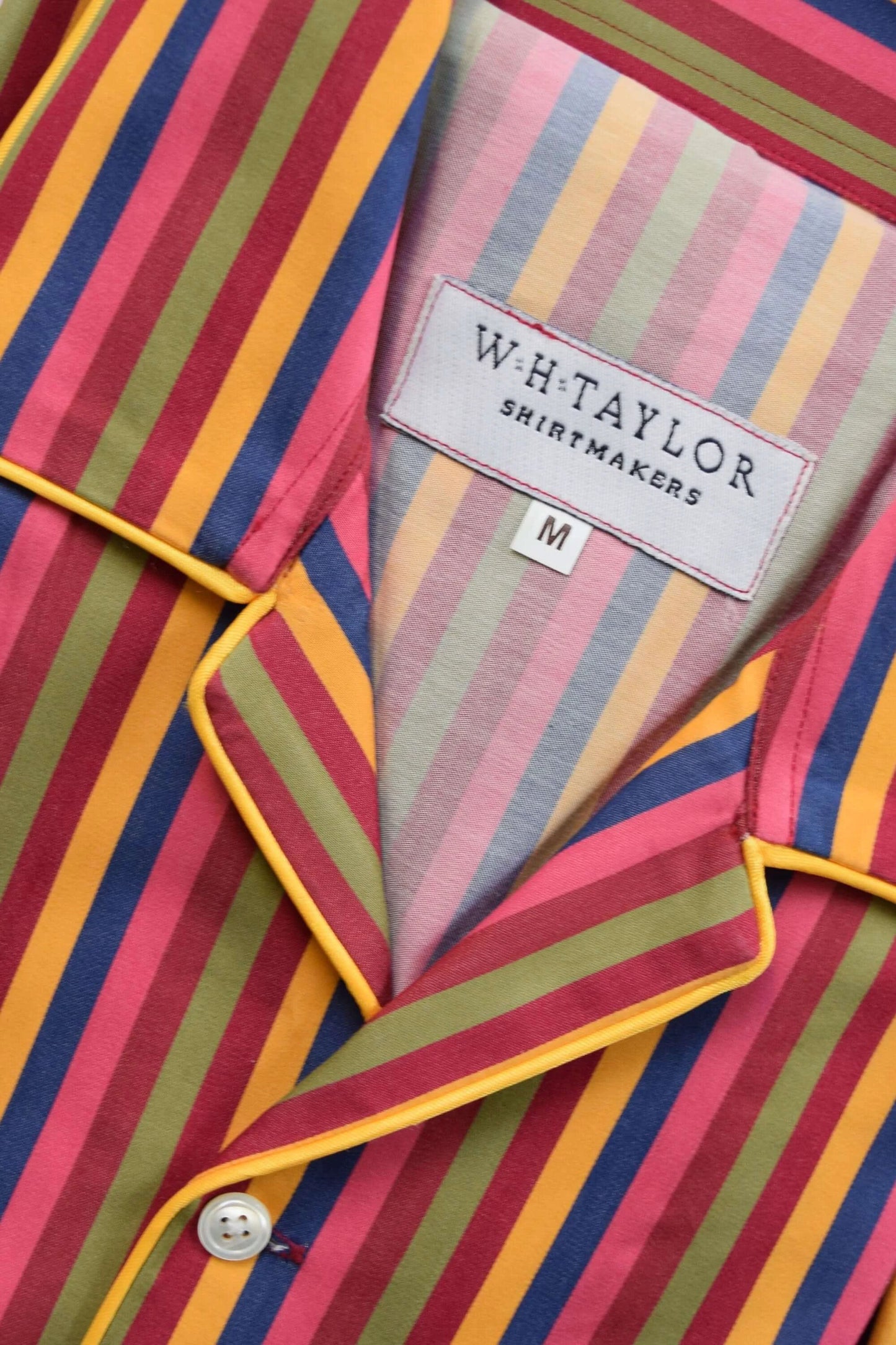 Gold Multi Striped 100 Percent Cotton Poplin Luxury Pyjamas - Ultra Comfort For Relaxation by whtshirtmakers.com