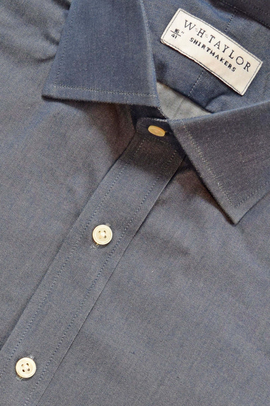 Plain Navy Denim Men's Bespoke Shirt