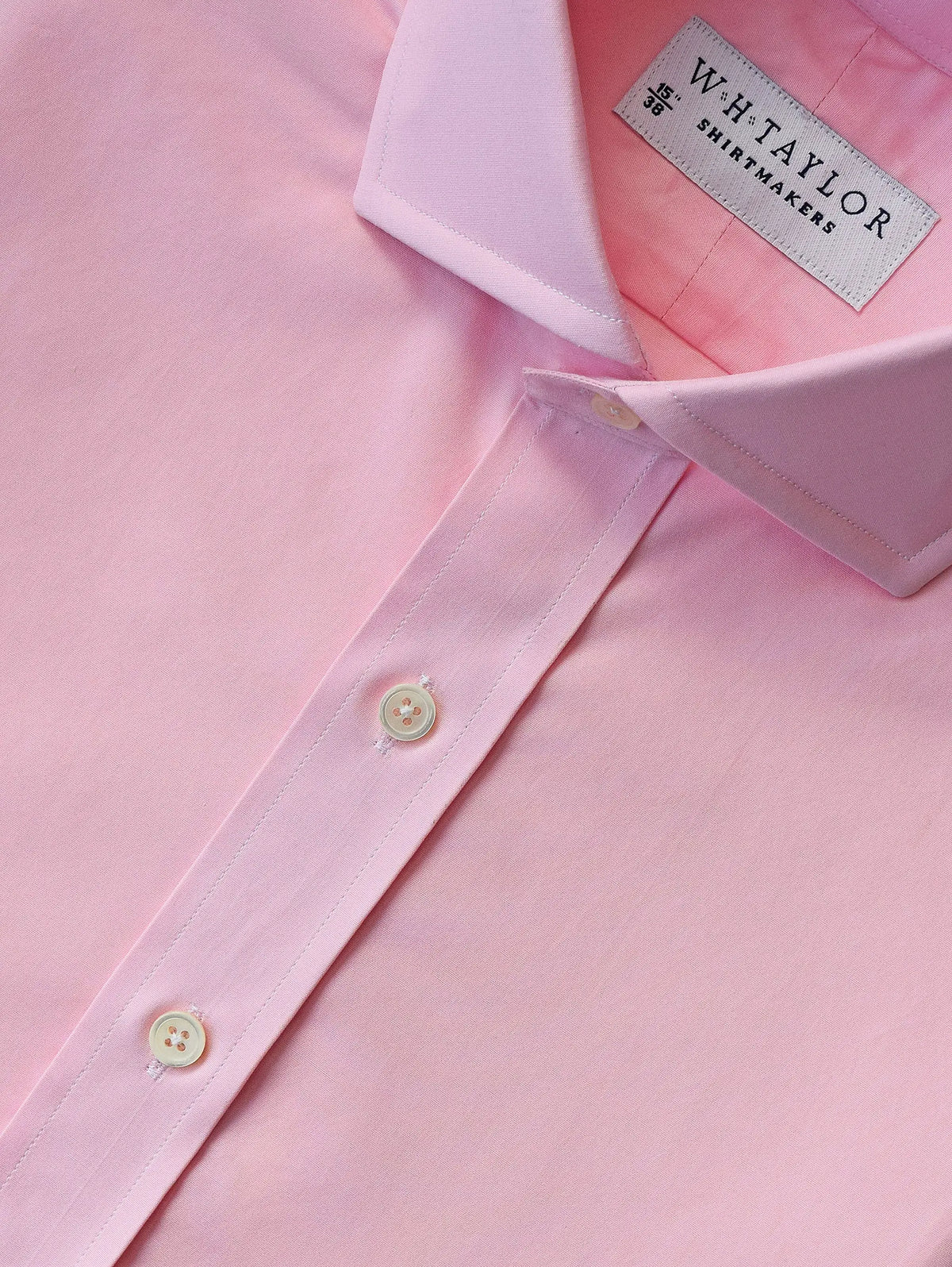 WH Taylor Shirtmakers Plain Pink Poplin Men's Bespoke Shirt by whtshirtmakers.com
