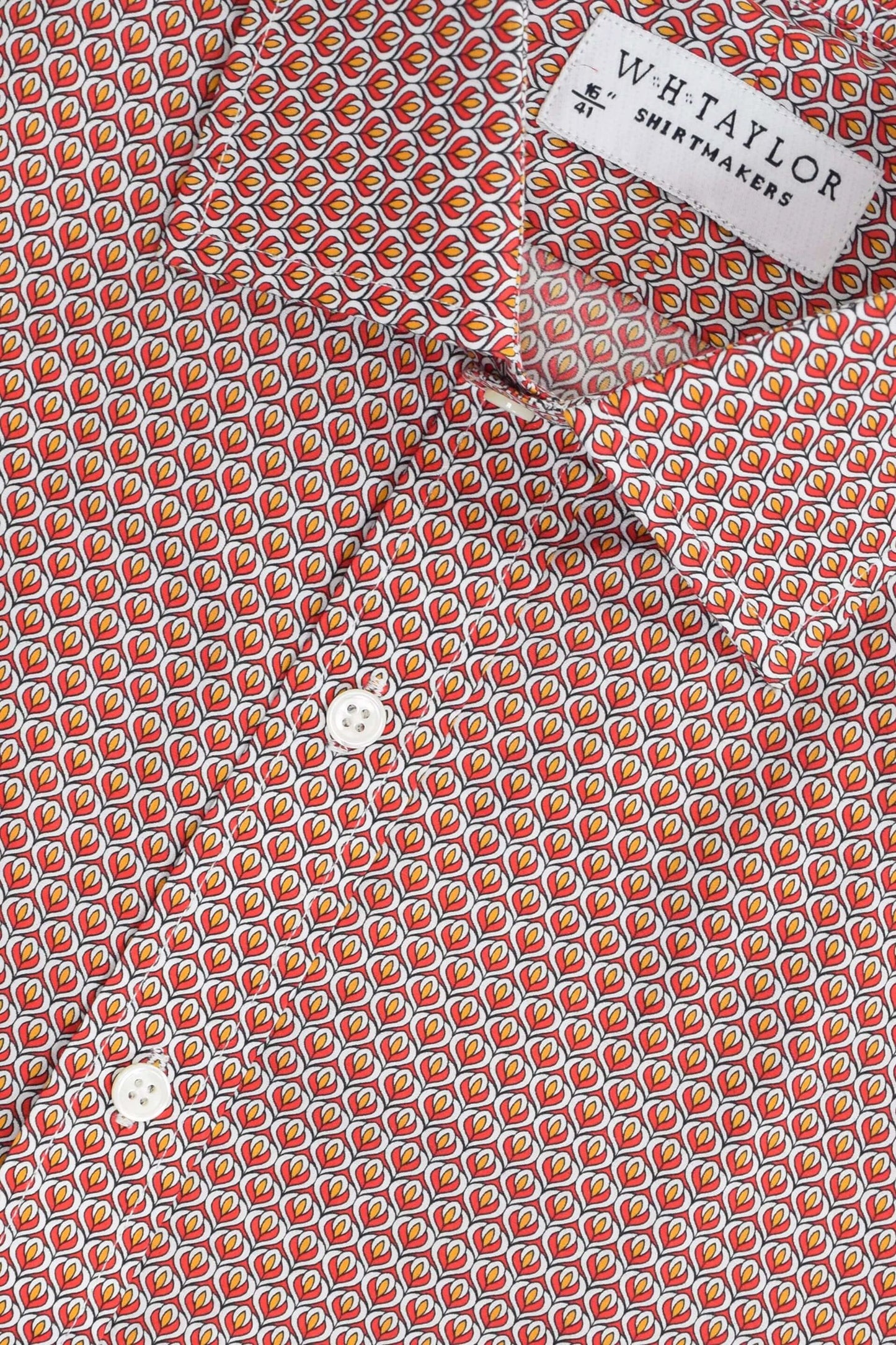 Red Tulip Pattern Mens Bespoke Shirt - Custom Tailored To Your Measurements For Flawless Fit And Premium Comfort by whtshirtmakers.com