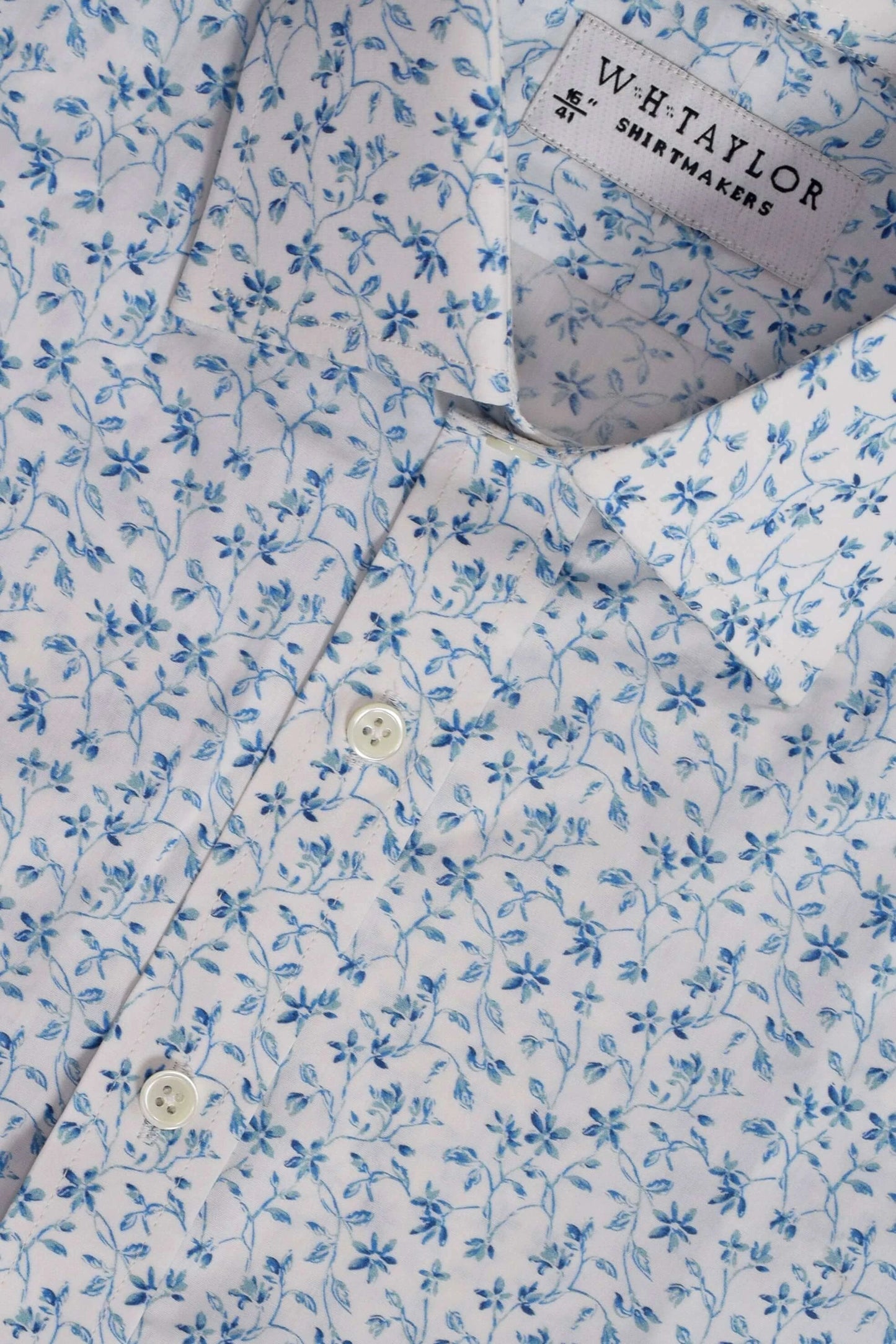 Small Blue Floral Pattern Men's Bespoke Shirt - Custom Tailored For Precise Fit And Bold Confidence by whtshirtmakers.com