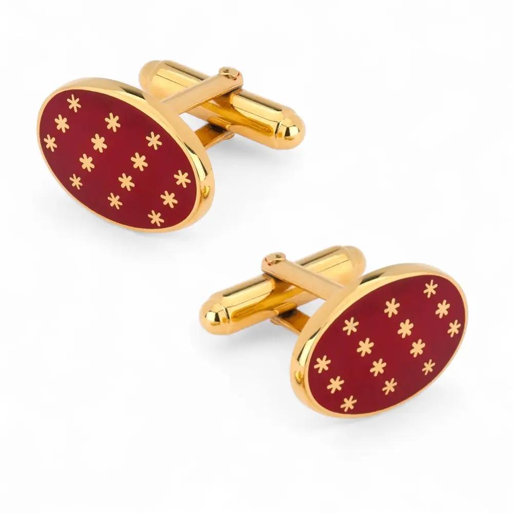 Star Cufflinks In Red Enamel by Benson & Clegg