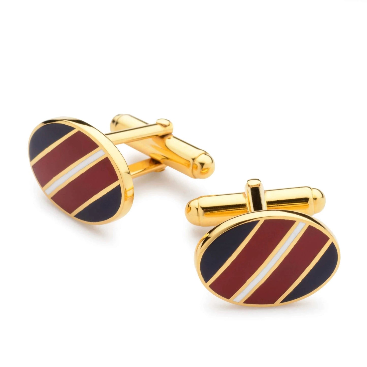 Wide Stripe Cufflinks In Navy And Red Enamel by Benson & Clegg
