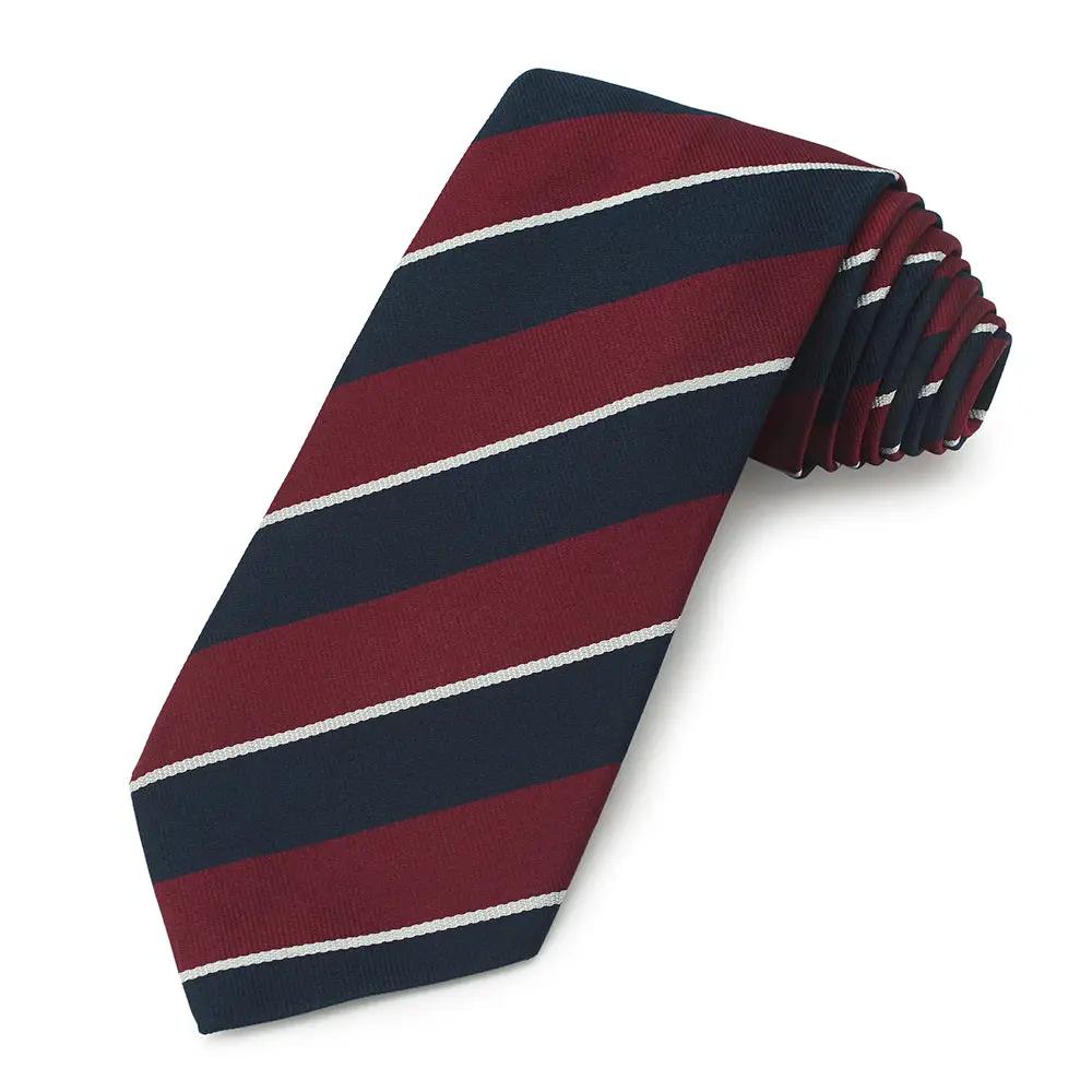 1st The Queen's Dragoon Guards Three-Fold Silk Reppe Tie by Benson & Clegg
